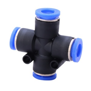 Plastic Air Line Cross 4 Way <b>Quick</b> Connect Hose Fitting Kit Push to Connect Pneumatic Pipe <b>Quick</b> <b>Connectors</b> - Product Image 1