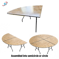 Table d'angle en contreplaqué - 1/4 de cercle pour banquets, mariages, événements - Fabricant de tables pliantes