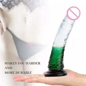 Dildo en cristal réaliste à double couleur avec ventouse - Product Image 3