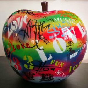 Decoración del hogar resina pintura personalizada <span class=keywords><strong>scrawl</strong></span> de fibra de vidrio Manzana Grande escultura - Product Image 4