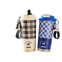 Mug isotherme à double usage avec revêtement céramique, design élégant, avec paille, portable, pour le sport et la voiture, idéal comme cadeau