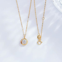 Ensemble collier et pendentif en or jaune 18 carats avec diamant de laboratoire, style minimaliste, pour femme, bijoux fins, breloque délicate