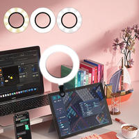 6 pouces Mini 3 couleurs LED Ring Light avec pince et trépied Clip-On Phone Laptop Lighting for Video Camera Use