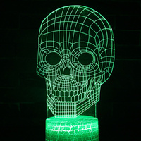 Lampe d'illusion 3D en acrylique pour la nuit d'Halloween, RGB 16 couleurs, télécommande tactile, USB, intensité réglable, décoration de maison, cadeau