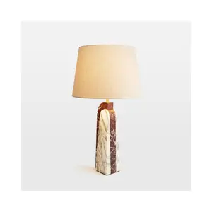 SHIHUI, piedra Natural moderna, decoración de mármol antiguo, luz nocturna para cabecera, lámpara de mesa de mármol bicolor, iluminación para dormitorio de Hotel