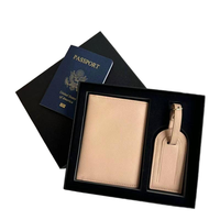 Ensemble cadeau de porte-passeport et étiquette de bagage en cuir PU de luxe, design le plus récent, fait main, logo personnalisé