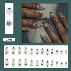 Qianya Ballet Press on Nails 24 piezas-Sparkling Diamond Glitter Nail Art Set Sweet Cool Girl <span class=keywords><strong>Uñas</strong></span> postizas de lujo <span class=keywords><strong>con</strong></span> pegamento - Product Image 2