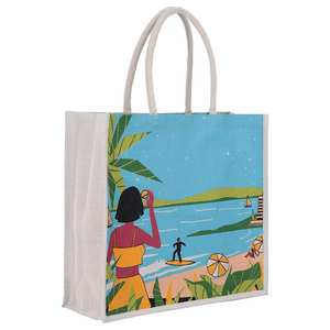 Grand sac de courses écologique personnalisé en jute avec impression numérique intégrale, fabriqué en Inde, dans le Bengale occidental à Kolkata - Product Image 4