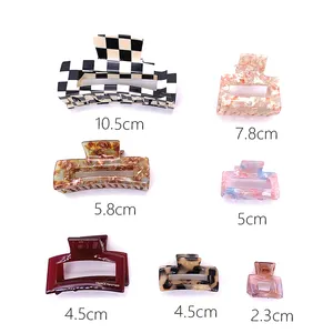 Clip Hair Claw Customized Handmade Assorted Size Acetate Hair Claw Clips For Women Wholesale Hot Selling Geometric Rectangle Claw Hair Clips