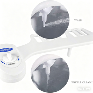 Accesorio de bidé ABS con dos boquillas retráctiles, control de flujo manual, soporte deslizante, instalación DIY para inodoros estándar - Product Image 5