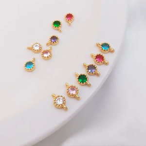 <span class=keywords><strong>A1296</strong></span> Dije de Cristal de Circonita Cúbica 3A de Alta Calidad, Bañado en Oro de 14k, Dije de Piedra Natalicia, Conector de Joyería con Doble Orificio - Product Image 1