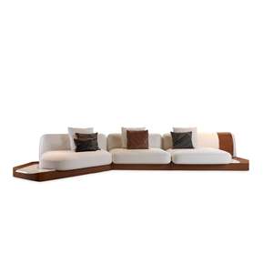 Canapé modulaire de luxe moderne pour salon, base en bois massif, meubles sectionnels en tissu - Product Image 2
