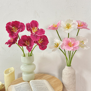 Arreglo de Tulipanes Artificiales de Cara Abierta, Flores de Seda de Alta Simulación, Decoración para Bodas, Ramo de Mesa - Product Image 1