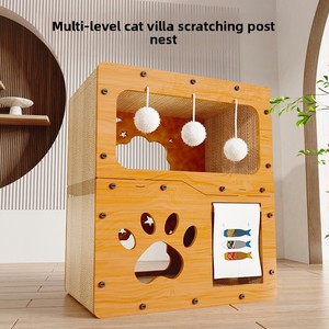 Griffoir pour <span class=keywords><strong>chat</strong></span> moderne de luxe et lit toutes saisons, taille extra-large, trois couches, carton ondulé remplaçable, emballé - Product Image 3