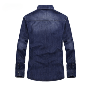 Chaqueta vaquera ajustada de manga larga Vintage para hombre con bolsillos ropa <span class=keywords><strong>Rockabilly</strong></span> teñida de hilo transpirable <span class=keywords><strong>estilo</strong></span> de primavera sostenible - Product Image 4