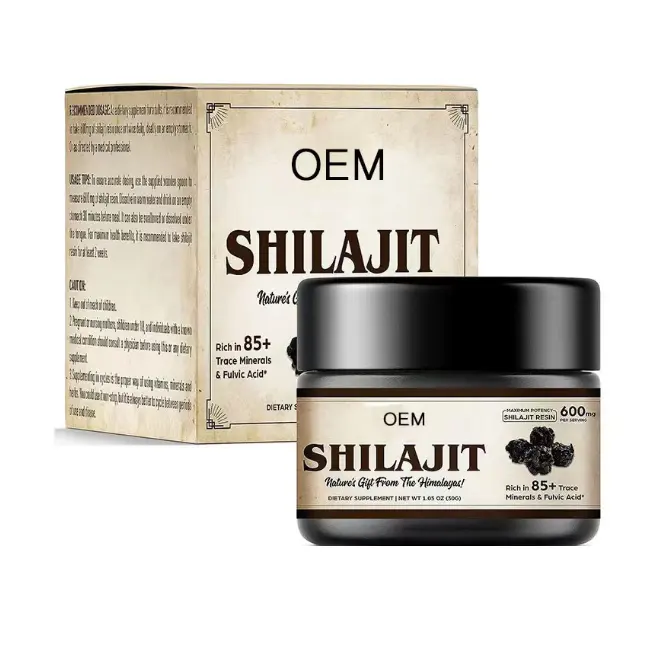 100% Capsules de résine de Shilajit pure poudre de résine de Shilajit organique pure de l'Himalaya