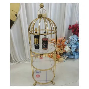 थोक मूल्य Countertop पक्षी पिंजरे आकार 3-स्तरीय सोने केक शादी की सजावट के लिए खड़ा है