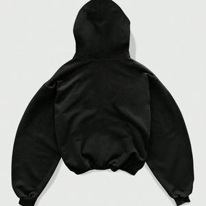 Sweat à capuche zippé pour homme, coupe oversize, imprimé graphique personnalisé en strass, style streetwear Y2K vintage, grammage lourd 400 g/m², épaules tombantes, coupe carrée - Product Image 2