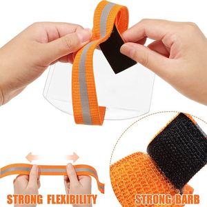 Sporting Clear Arm Band Vertical Vinyl Holder Credit Card Size Badge With <b>Adjustable</b> Reflective <b>Strap</b> - Product Image 2