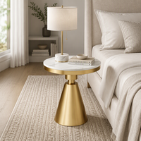 Table d'appoint en métal Rock Board pour salon, chambre et petit appartement, table de chevet ronde mobile, facile à nettoyer