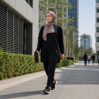 Vêtements musulmans confortables sur mesure OEM, vente en gros à Dubaï, vêtements de sport à séchage rapide à manches longues, ensemble 2 pièces en spandex/polyester, respectueux de l'environnement