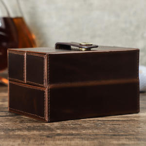 创意方形设计<span class=keywords><strong>2</strong></span>槽疯马歌舞秀皮革手表盒双开方形表壳储物组织器手表旅行卷 - Product Image 5