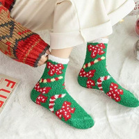 Chaussettes d'hiver confortables en microfibre de velours corail antidérapantes pour femmes et filles, style pantoufle, cadeau de Noël, chaussettes d'intérieur