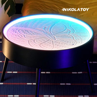 NIKOLATOY Table basse en bois massif pour peinture au sable, robot d'art en sable à composition automatique DIY, plateau de sable dynamique magnétique
