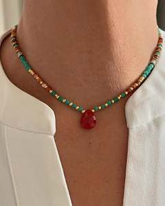Collier personnalisé en <span class=keywords><strong>lapis</strong></span>-<span class=keywords><strong>lazuli</strong></span> avec perles dorées, bijoux en pierres précieuses naturelles, collier artisanal de luxe en pierre bleue, cadeau pour femmes - Product Image 2