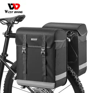 WEST BIKING Cycling Double Side Rear Rack Pack 33L Large Capacity Outdoor Travel Sport Bicycle Double Pannier Rear Rack Bag