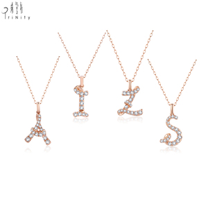 Most Popular Signature Letter Jewellery Collection 18K Rose Gold Real Natural Diamond Initial Pendant <b>Necklace</b> Layered Wear - Product Image 1