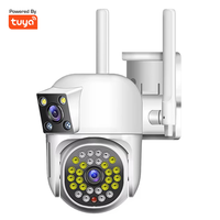 Caméra de sécurité extérieure Tuya double objectif 360 ° PTZ panoramique avec audio bidirectionnel IP66 résistant aux intempéries pour Yard Villa