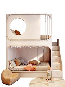Litera para habitación infantil, moderna, minimalista, <span class=keywords><strong>de</strong></span> madera maciza, cama superior e inferior, personalización completa, litera <span class=keywords><strong>de</strong></span> princesa <span class=keywords><strong>de</strong></span> ancho igual. - Product Image 5