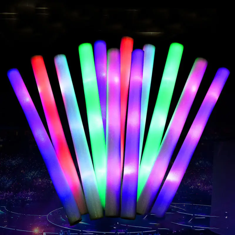 Low Cost Colorful Flashing LED Foam Sticks Glow Sticks Glow Batons With 3 Modes LED Party Foam Sticks