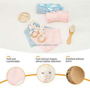 Baby Houten Speelgoed Hout Mordedor Ring Konijn Katoen Neutraal Gehaakt Baby Cadeau Konijntje Rammelaar Bijtring - Product Image 6