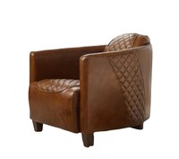 Fauteuil d'appoint en cuir de luxe vintage, style aviateur, design industriel rétro pour salon, chambre, hôtel, salle à manger, villa, loft
