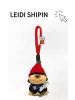 Porte-clés chien en peluche douce Kawaii avec bonnet tricoté rouge, breloque de sac chiot mignon, jouet animal en peluche, pendentif pour sac d'école pour filles, cadeau d'anniversaire