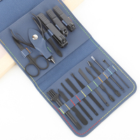 WELLFLYER MS-1229 Prix d'usine, 16 pièces, ensemble complet professionnel de manucure et pédicure, kit de soins des ongles en acier inoxydable, boîte pour soins personnels