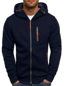 Dropshipping Sweat à capuche à quatre fermetures à glissière pour hommes-Décontracté, confortable, design multi-poches-Veste zippée de couleur unie - Product Image 3