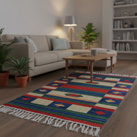 Tapis de sol modernes en coton faits à la main, lavables, réversibles, lavables en machine, épaisseur personnalisable pour usage commercial