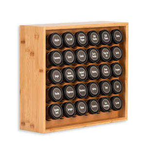 Étagère à épices multi-grilles en bois massif Étagère de stockage d'assaisonnement de cuisine transfrontalière en bambou Présentoir d'huiles essentielles d'aromathérapie - Product Image 2