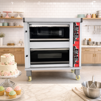 Oven Komersial Rui Tai Dua Tingkat 4 Loyang, Baja Anti Karat Kapasitas Besar Pemanasan Merata, Untuk Pabrik Roti dan Dapur Pusat