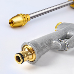 Pistolet à eau en alliage à pression réglable avec longue poignée pour le lavage de voitures et le nettoyage des jardins, utilisable avec l'eau du robinet - Product Image 1