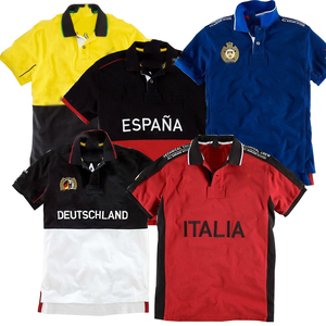 Polo pour hommes en gros, 100% coton, broderie 3D, style décontracté, colorblock, motif multi-panneaux, polo de course uni - Product Image 1