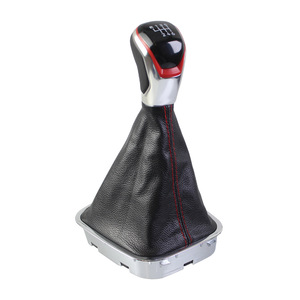 Pomo de palanca de cambios de cuero rojo de 5 y 6 velocidades para Volkswagen Polo 6C6R, pomo de cambio ergonómico - Product Image 4