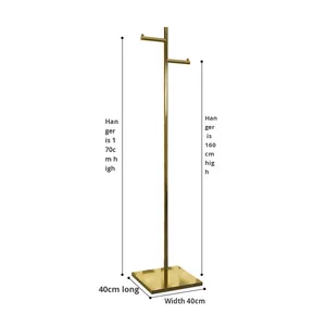 Espositore da Terra per Boutique di Abbigliamento Femminile, Stand in Acciaio Inox Dorato, Speciale Espositore a Isola per Abiti - Product Image 6