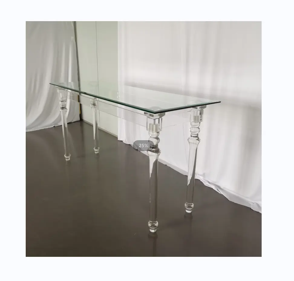 Heißer Verkauf Acryl Tisch Rechteck Glasplatte Party Bankett klarer Kristall Acryl transparenten Tisch