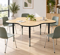 Table d'activités scolaires moderne à hauteur réglable pour 2 personnes, empilable, pour maternelle, avec bord renforcé, personnalisable, en bois, vente en gros