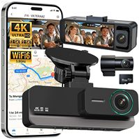 Dash Cam Auto 4K a Tre Obiettivi, DVR per Auto da 3,39 Pollici, Connessione Smartphone, Telecamera Posteriore per Parcheggio in Retromarcia