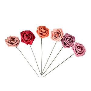 Flores artificiales de espuma PE de 7 cm con tallo, tipo rosa - Product Image 2